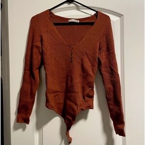 Abercrombie & Fitch Brown Henley Sweater Bodysuit
